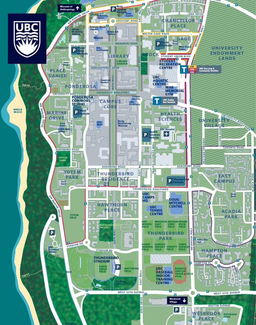 УБК xəritə kampus Vancouver 