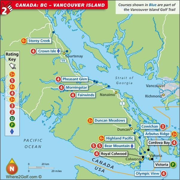 Xəritə ada Vancouver golf 
