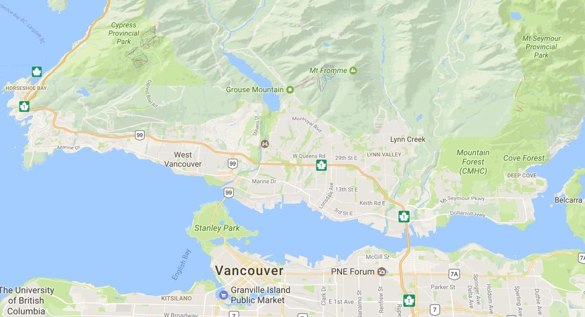 Vancouver ısland dağlarda xəritə