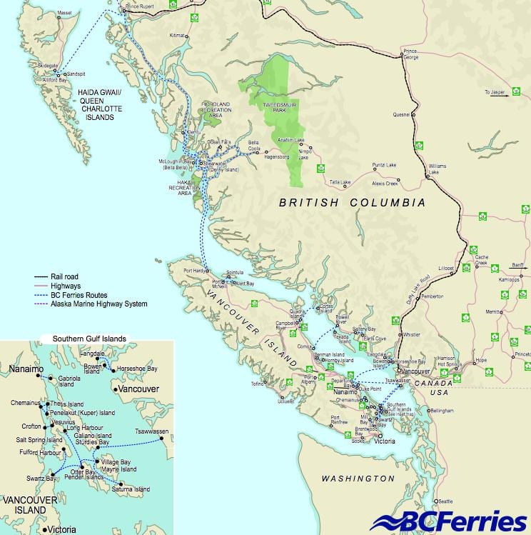 bərə Vancouver greater Vancouver ısland xəritədə