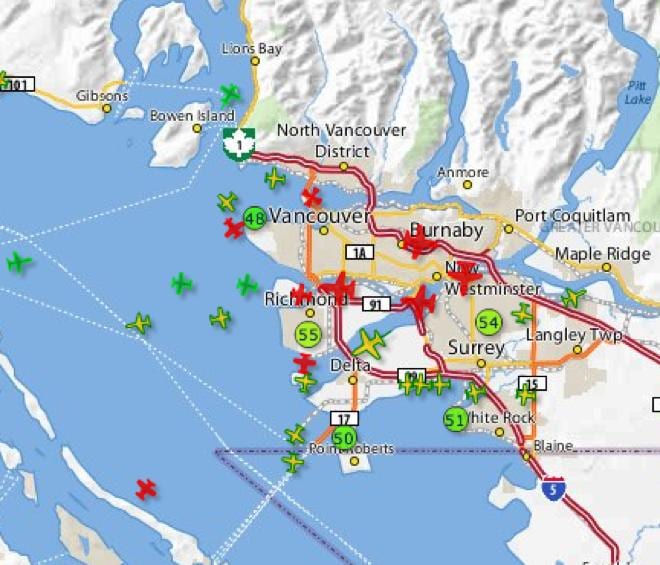 Kart uçuş Vancouver izleme