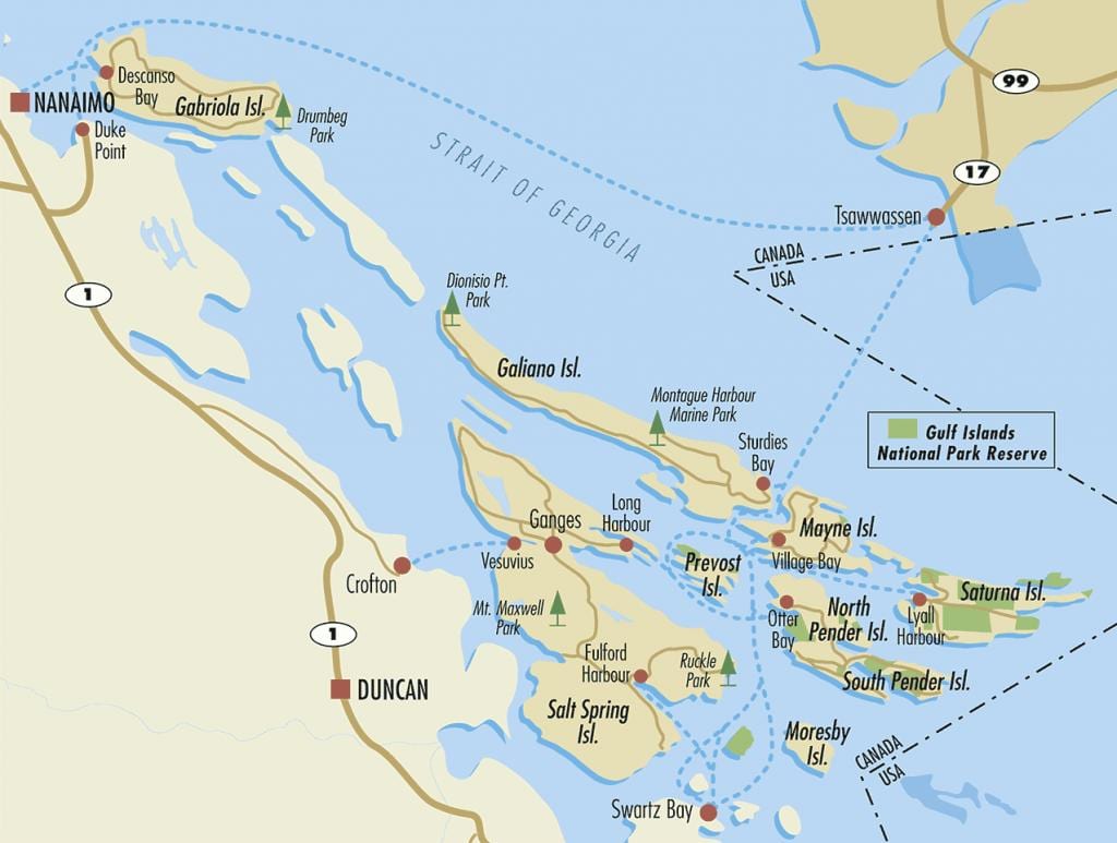 xəritə ada Fars körfəzində British Columbia, Kanada