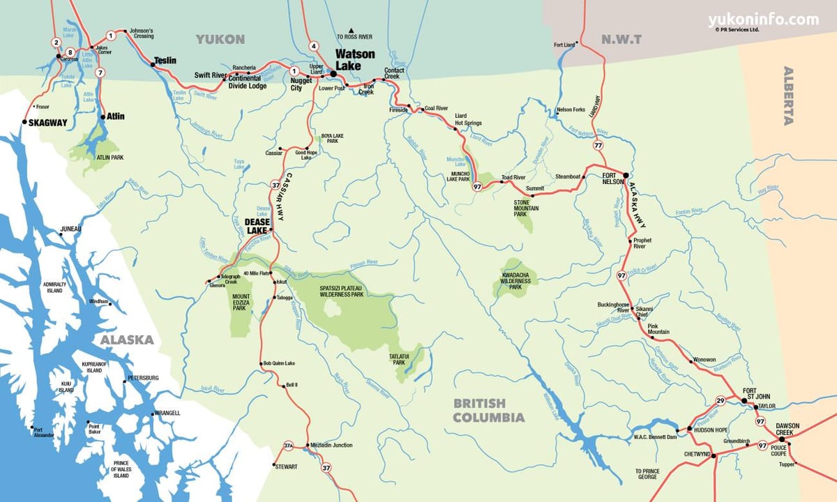 Kart cənub hissəsində British Columbia