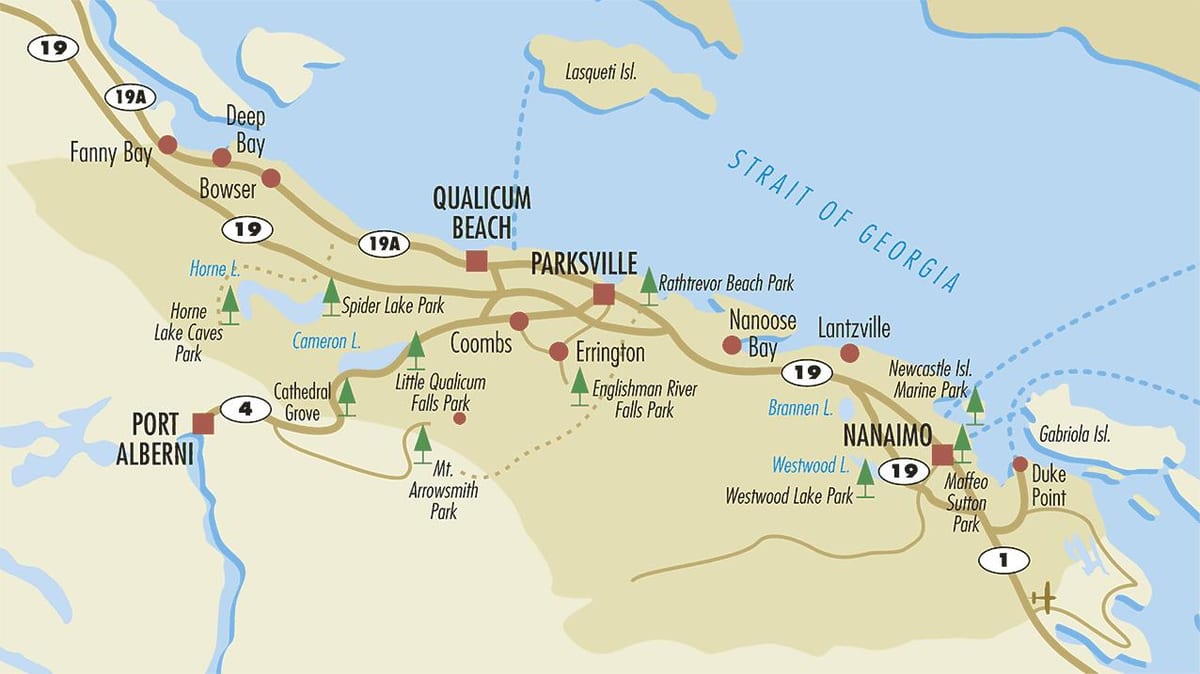 Kart adanın mərkəzi hissəsində Vancouver 