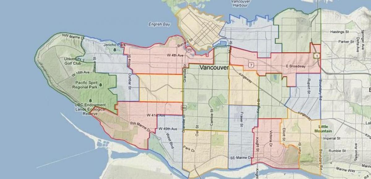 board Vancouver məktəbdə ərazinin xəritəsi