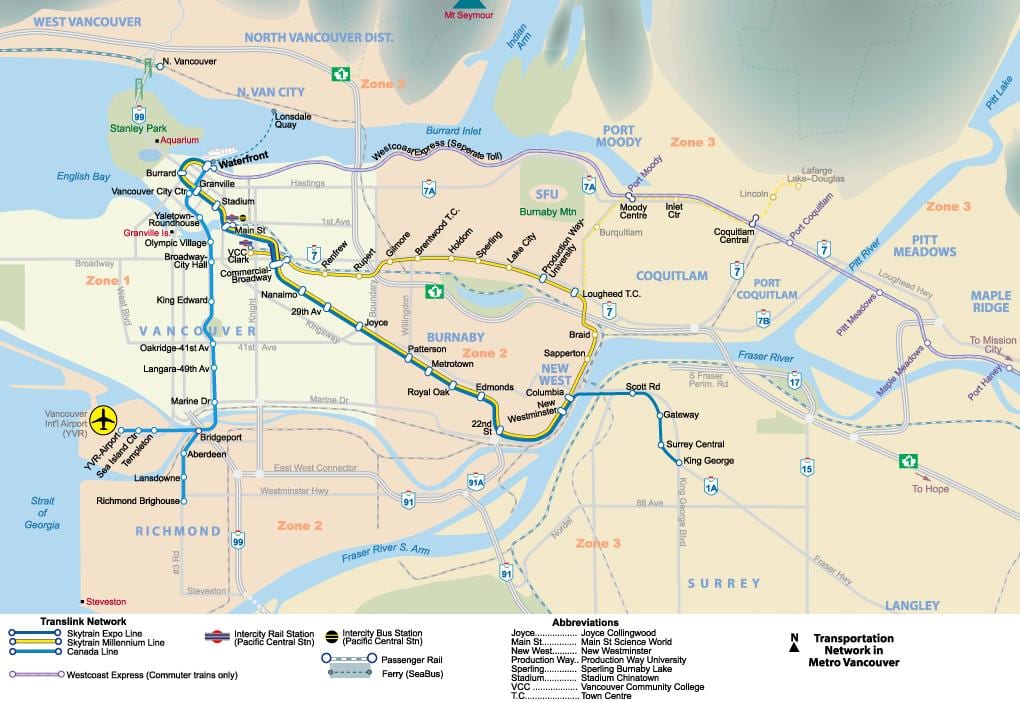 Metro Xəritəsi Vancouver 
