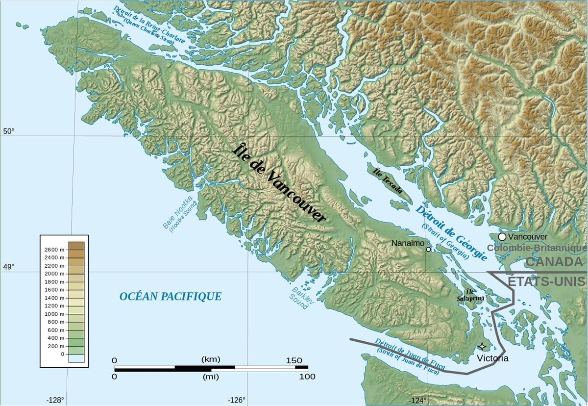 Topoqrafik xəritə Vancouver ısland 