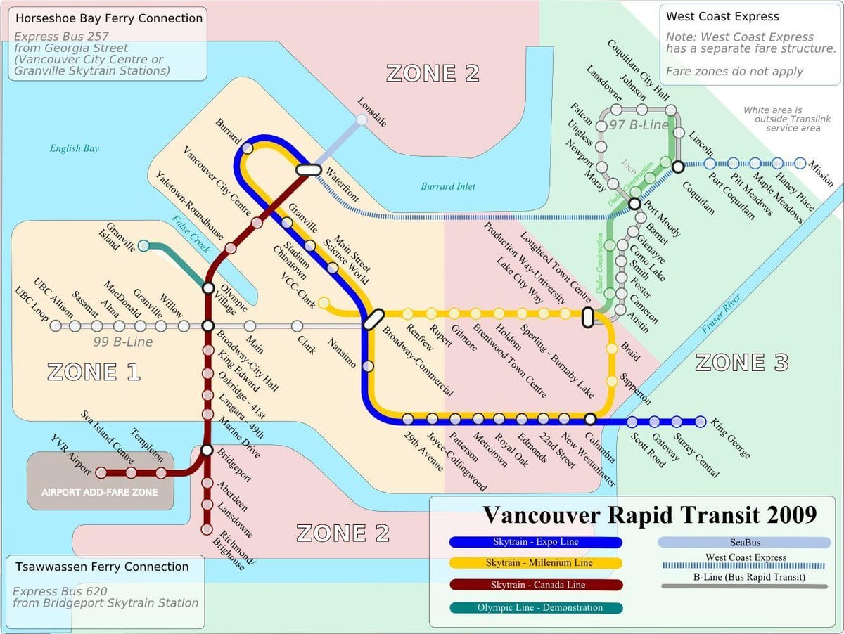 tez Vancouver tranzit xəritə