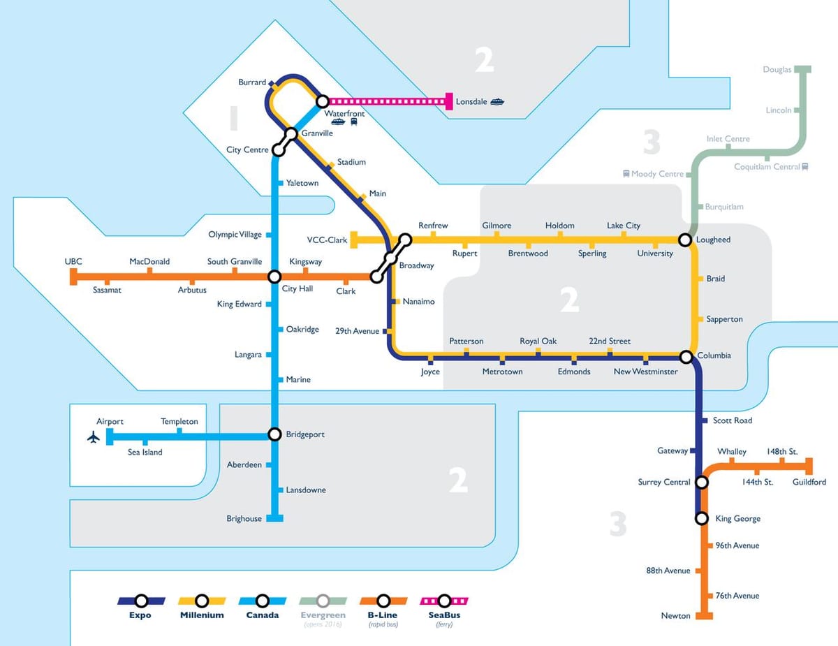 Kart tranzit zonasına Vancouver 