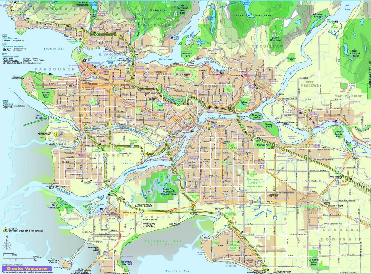 şəhərin xəritəsi Vancouver, British Columbia, Kanada