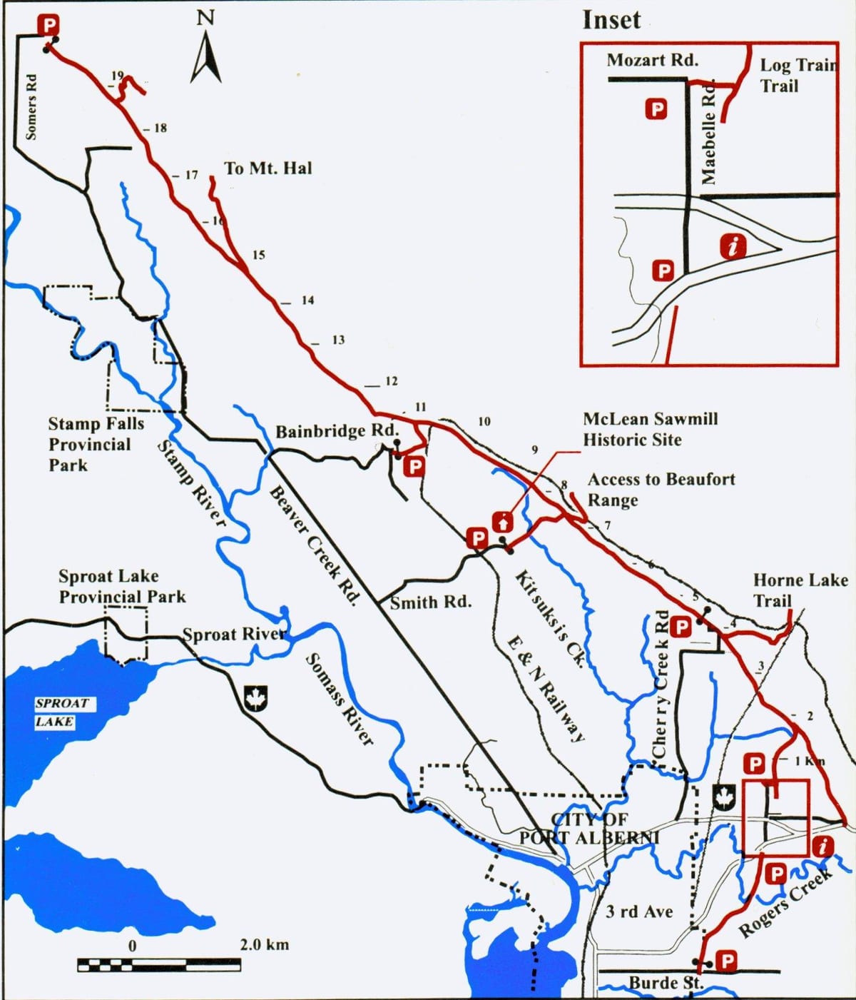 Xəritə ada Vancouver dəmir yolu