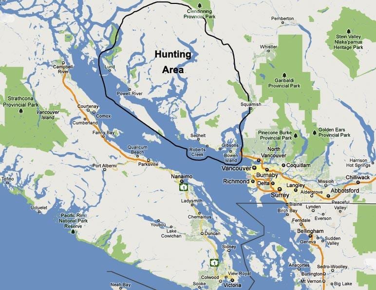 Xəritə ada Vancouver ov