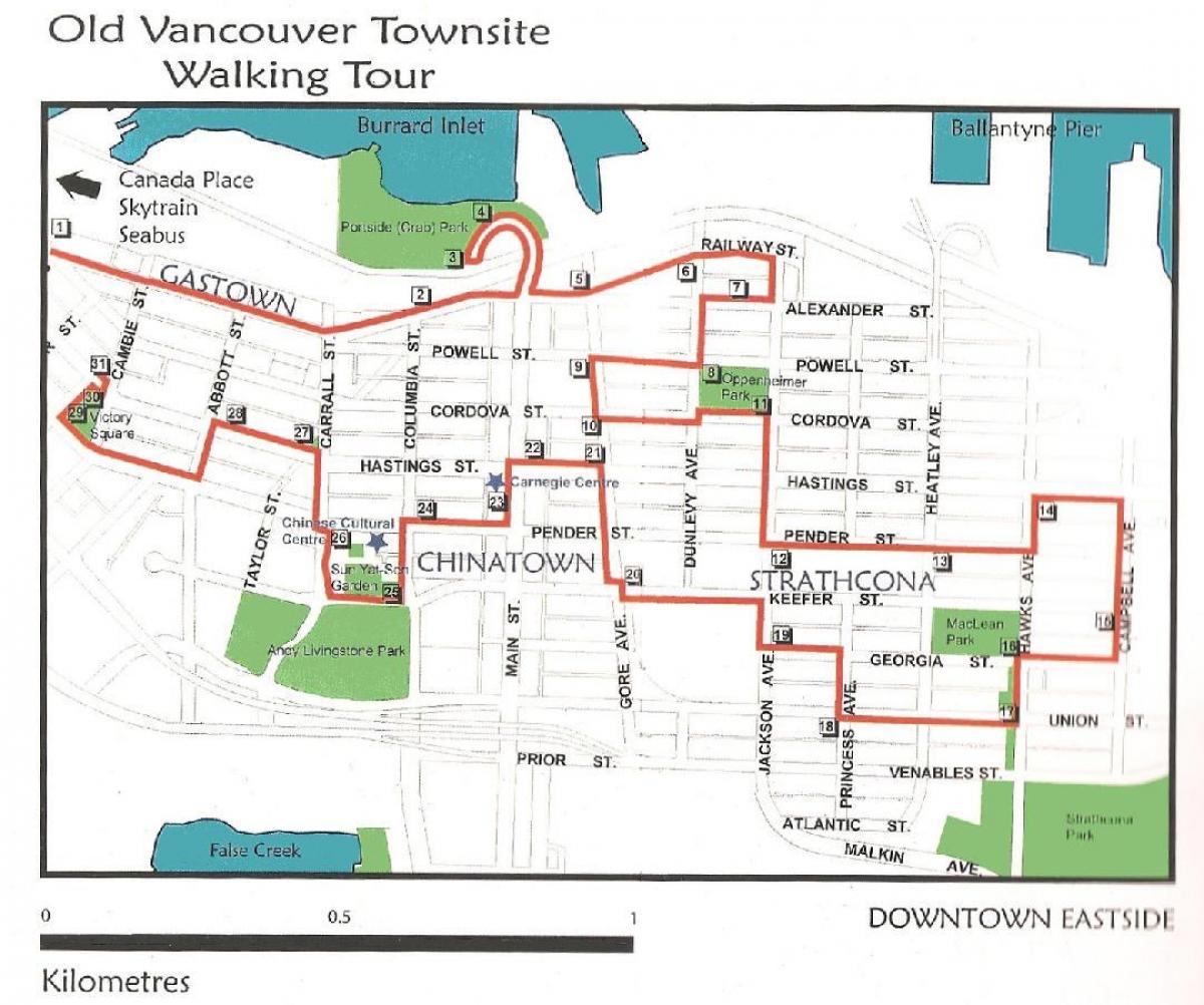 gəzinti turu Vancouver xəritəsi