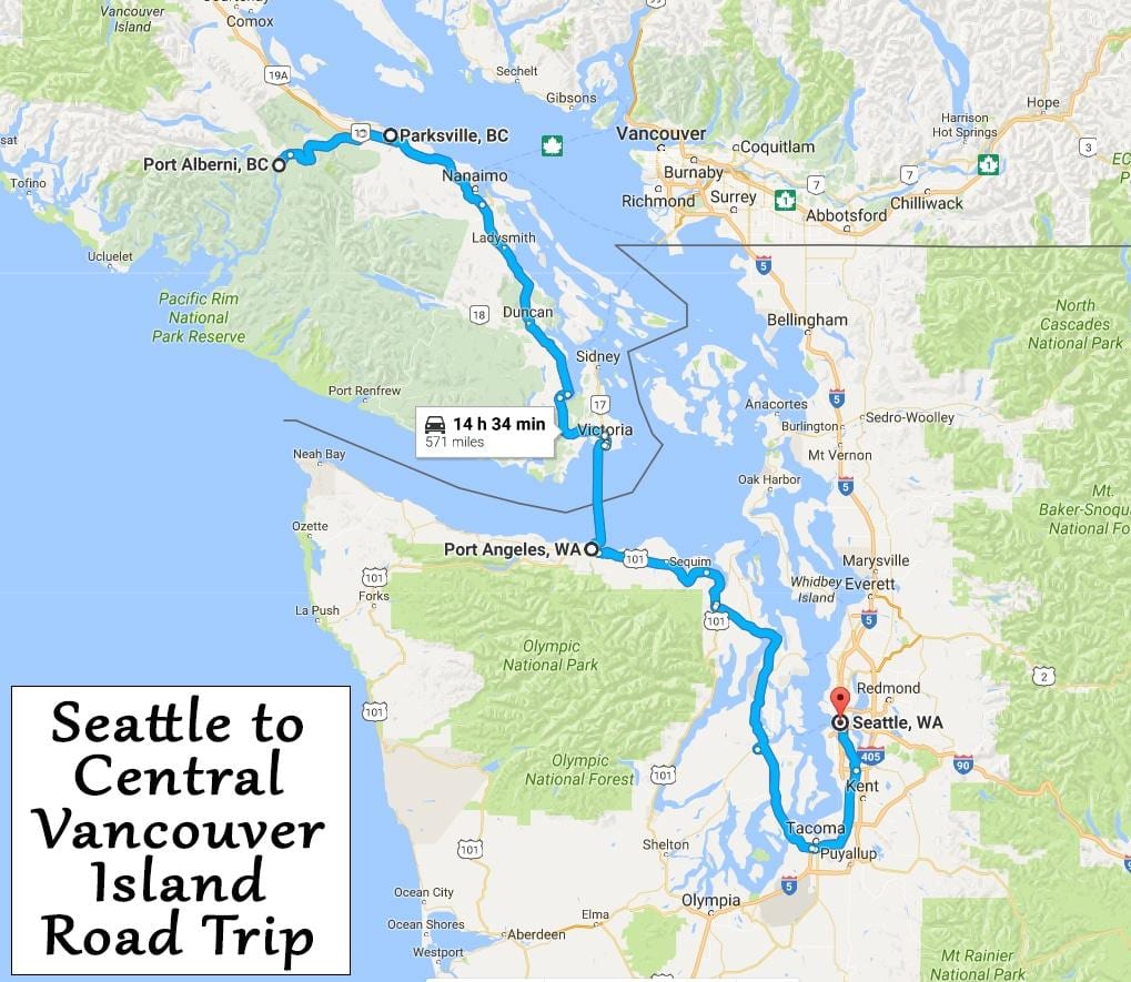 Xəritə ada Vancouver səfər