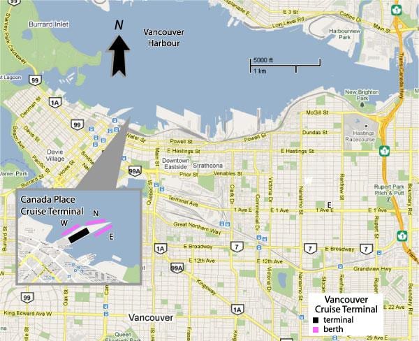 Vancouver kruiz təyyarələr xəritə