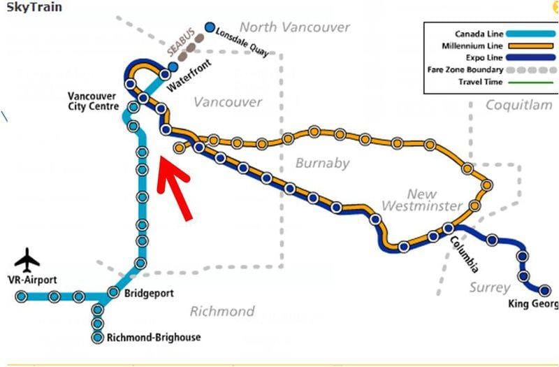 Metro xəritəsi Vancouver оверлей