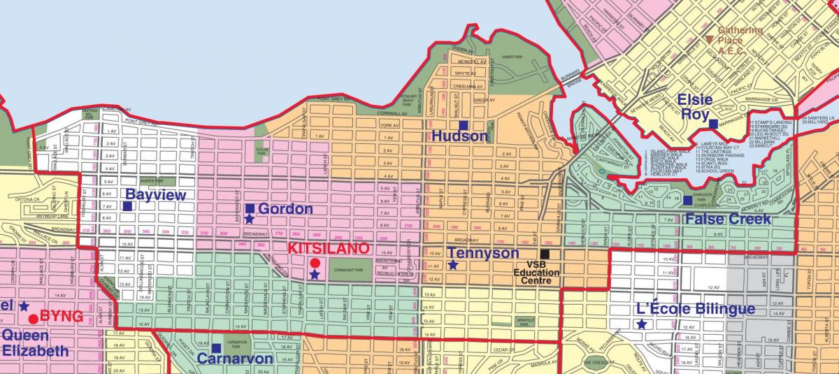 Vancouver məktəb dairəsi sərhədləri xəritəsi