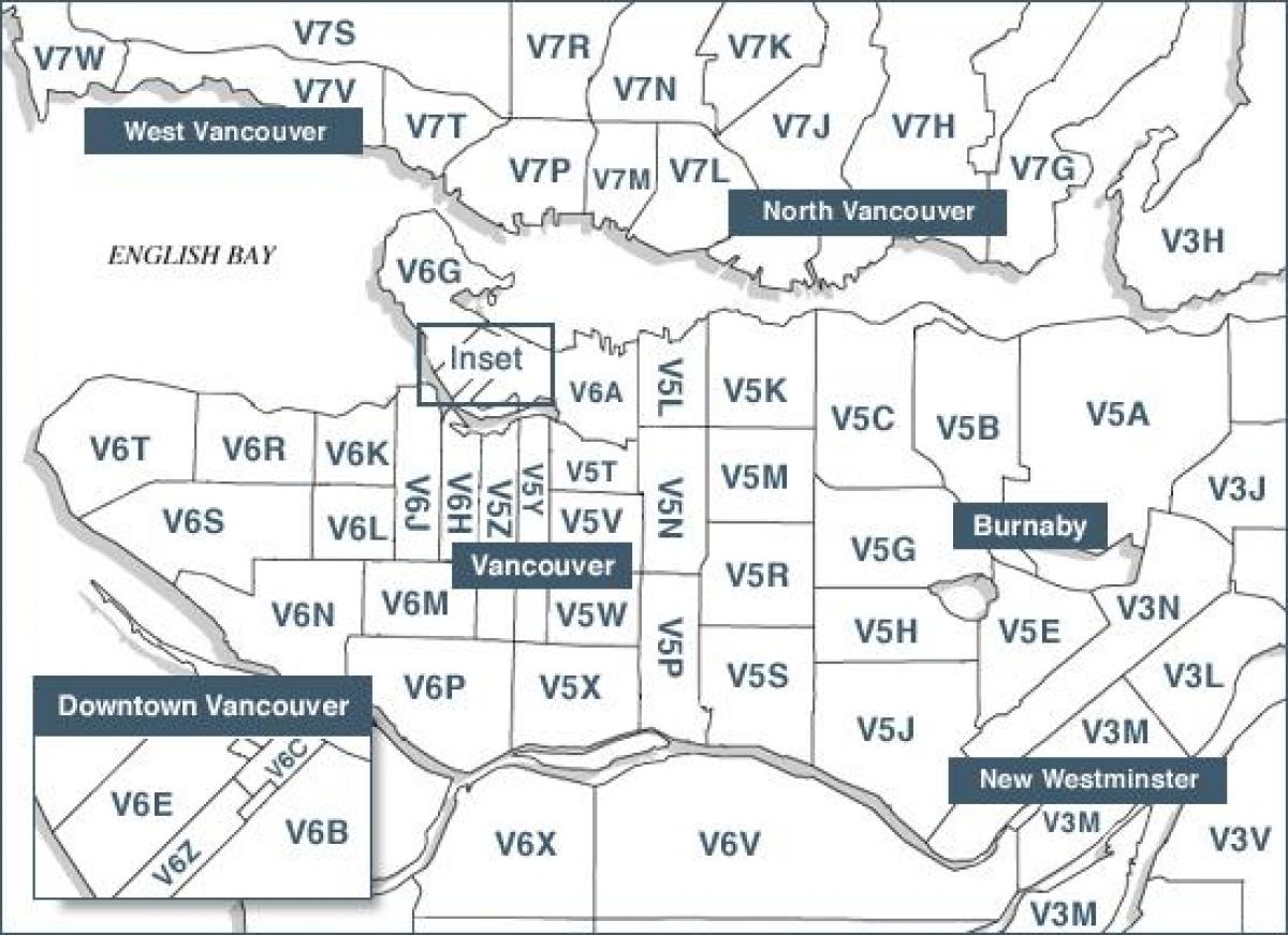 Vancouver ısland poçt indeksləri xəritə