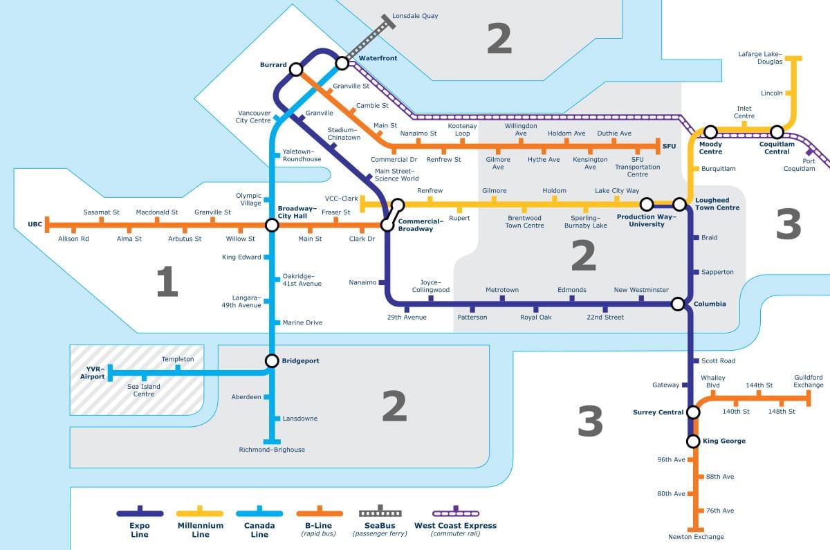 Vancouver ictimai nəqliyyat xəritəsi