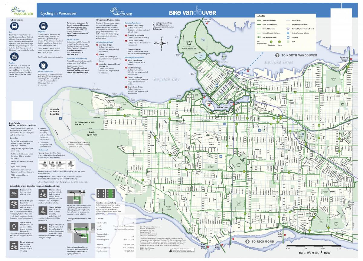 Vancouver велодорожку xəritə