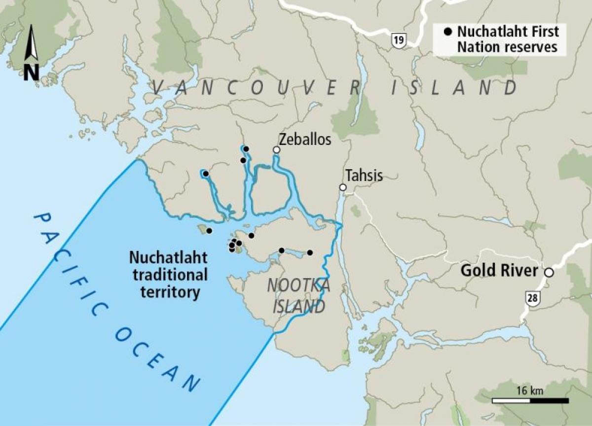 Xəritə ada Vancouver ilk millətlər
