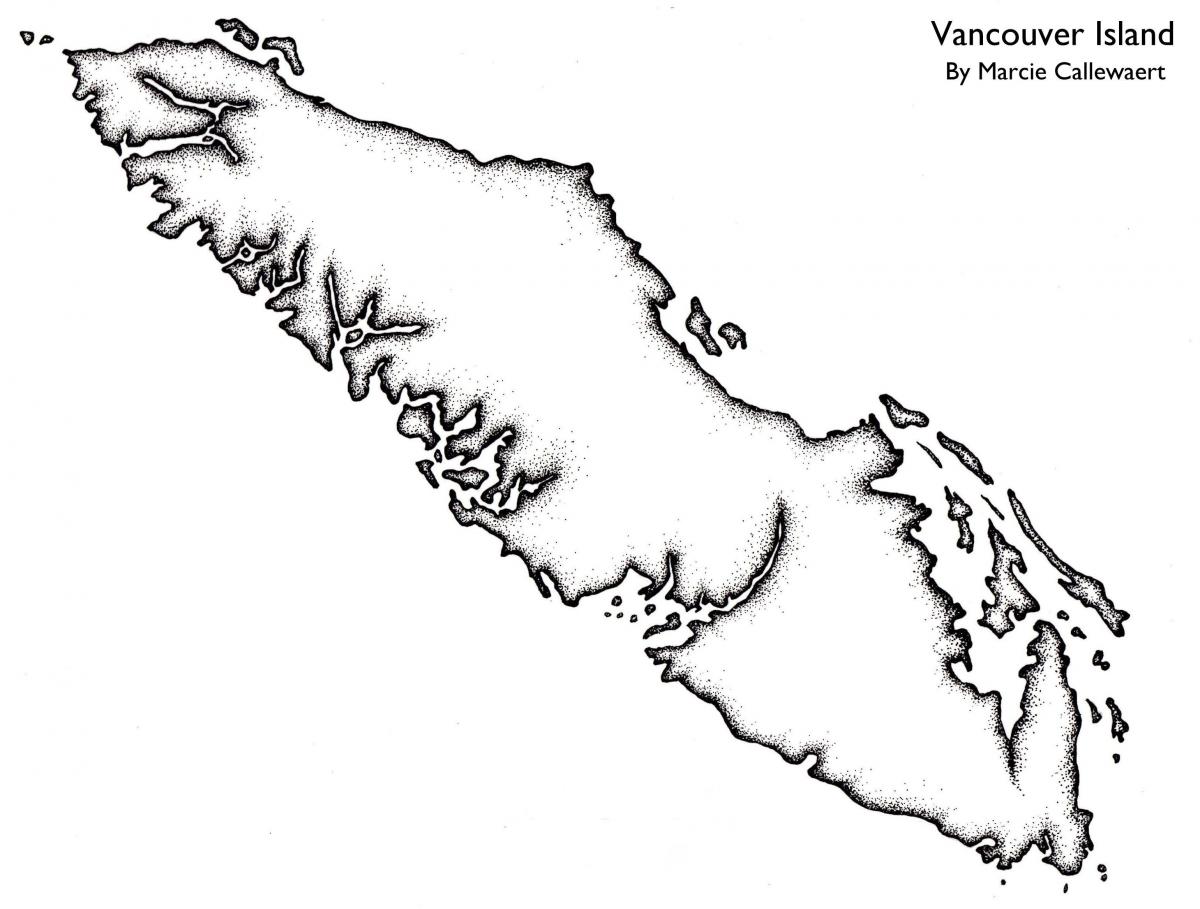 Xəritə ada Vancouver kontur