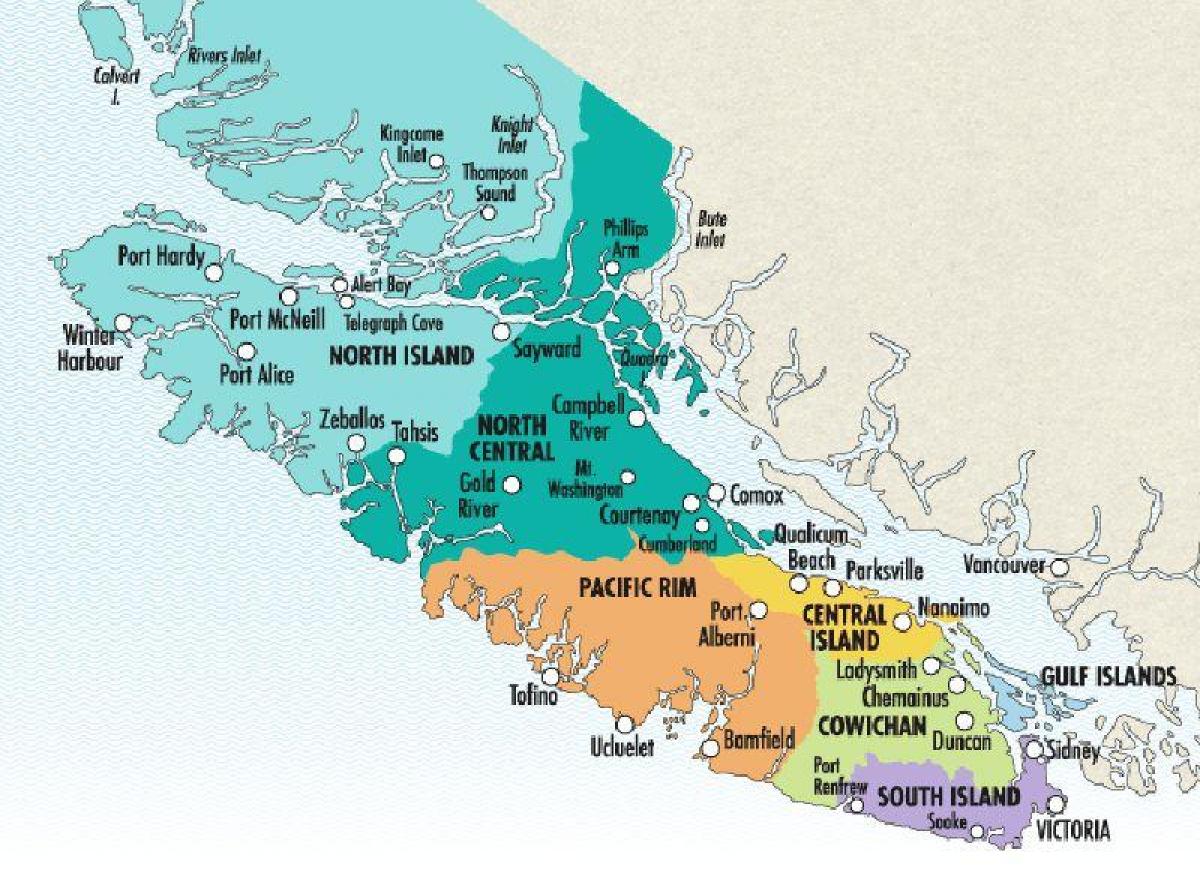 Xəritə ada Vancouver wineries