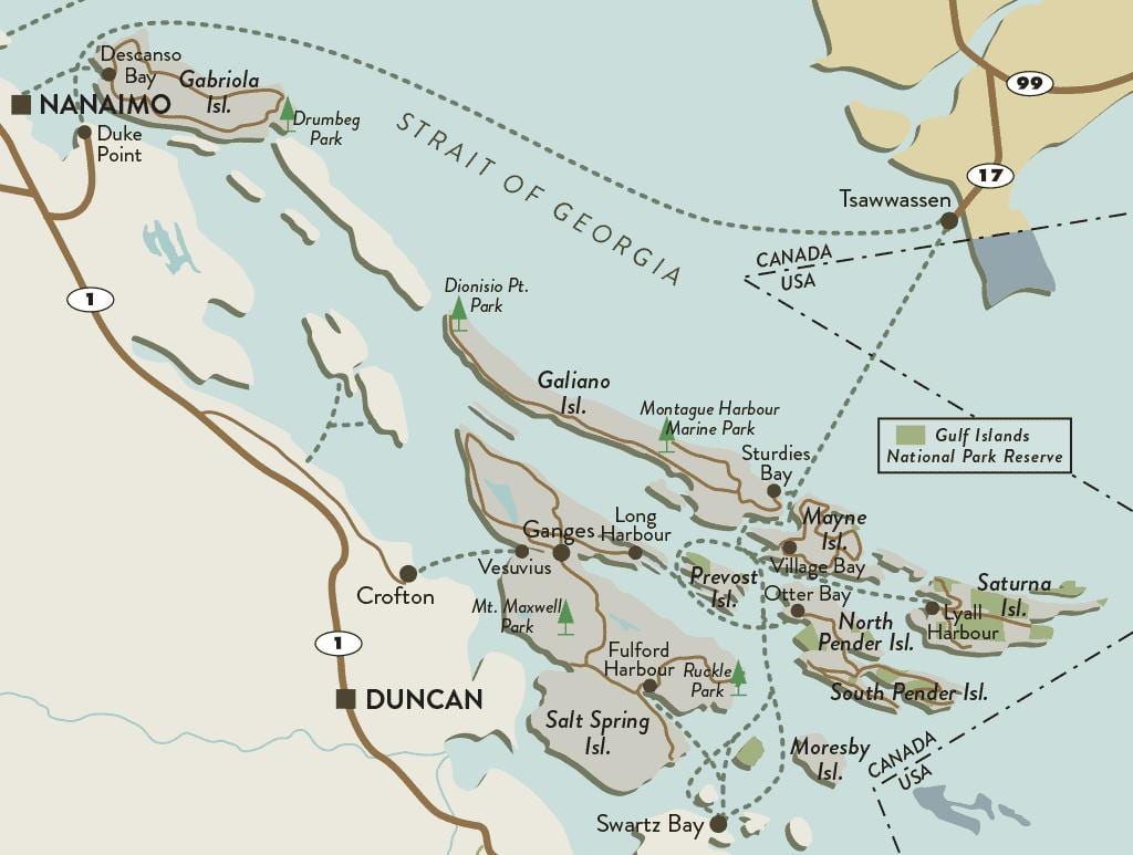 xəritə ada Vancouver və adaları Галф 