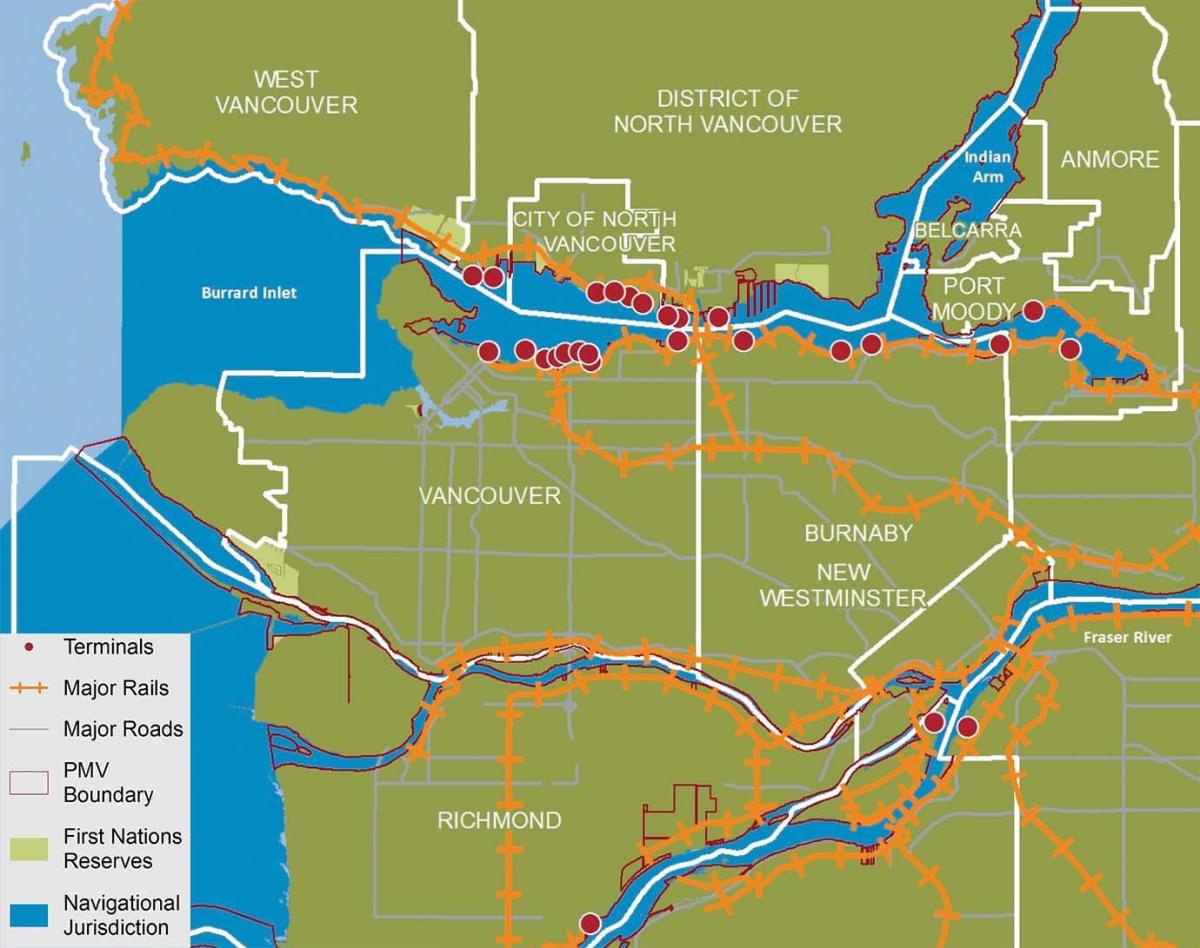 Şəhərin xəritəsi Норт-Vancouver
