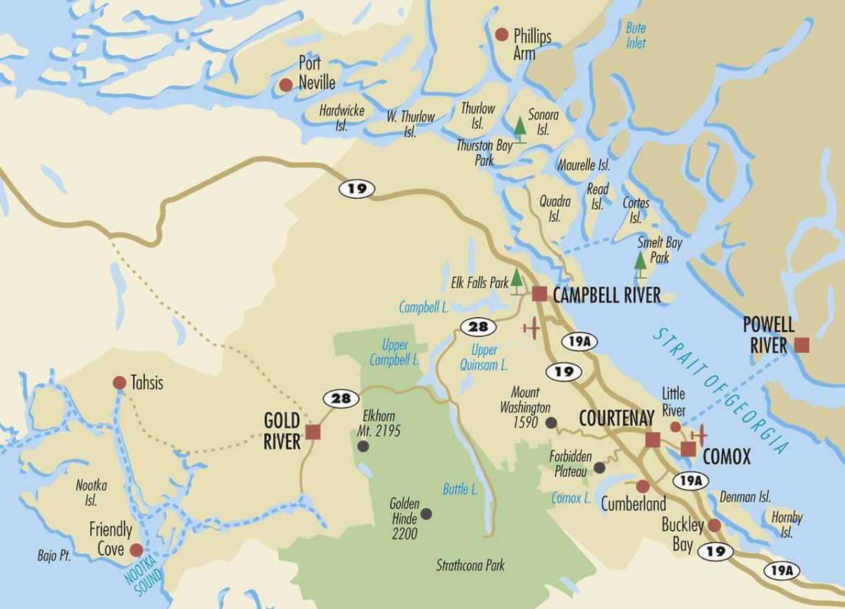 Campbell River xəritə ada Vancouver 