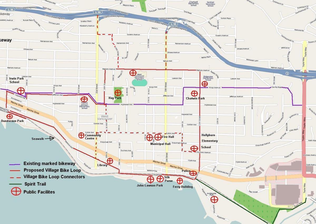 Şimali Vancouver velosiped xəritə