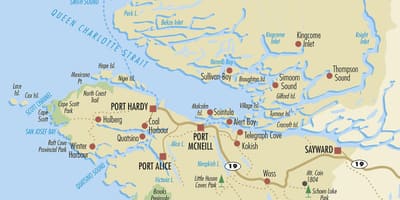 Xəritə ada Şimali Vancouver 