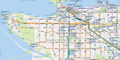 Xəritəsi, avtobus marşrutlarının Vancouver 