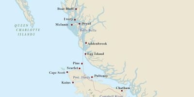 Xəritə ada Vancouver mayaklar