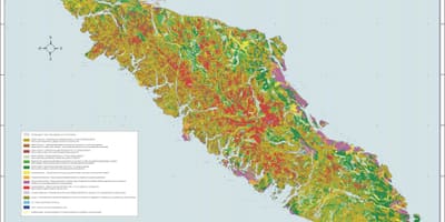 Xəritə ada Vancouver geologiya