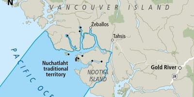 Xəritə ada Vancouver ilk millətlər