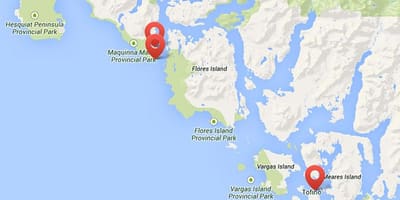 Xəritə ada Vancouver isti bulaqlar
