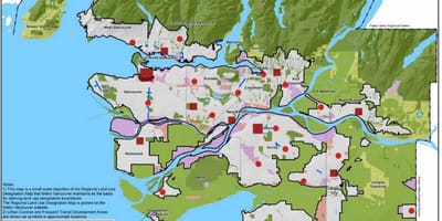 Böyük Vancouver regional district xəritədə