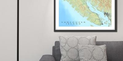 Xəritə ada Vancouver divar
